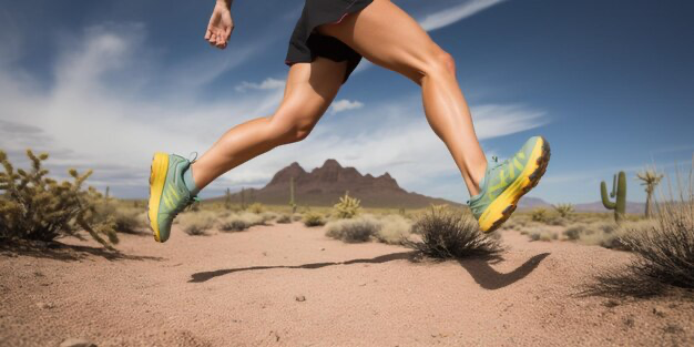 A man in Nike sneakers runs along the path